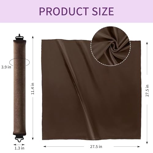 Heatless Curls Overnight Hair Curlers - 4 Pcs No-Heat Curling Rod to Sleep In,Velvet Hair Rollers with Satin Wrap - color: Brown(Pack of 4)