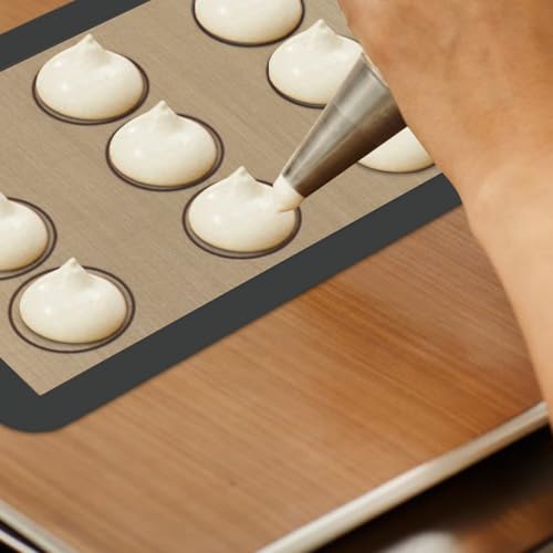 Silicone Baking Mat Macaron - Set of 3 (2 Half Sheet Liners and 1 Quarter Sheet), Non Stick Silicon Cookie Oven Liner For Macaroons, Bake Pans, Pizza, Toaster, Cake and Bread Making (Gray) - color: Gray