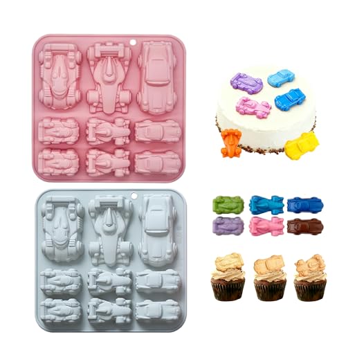 XIMEO Race Car Silicone Molds, 2 Pack, for Chocolate, Candy & Gummy - color: Racing Car Theme