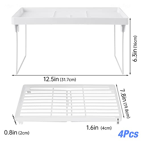 NiHome 4-Pack Stackable Plastic Kitchen Storage Shelf Foldable Rack, White - size: 4-Pack