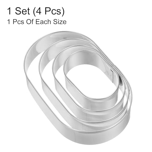 HARFINGTON Oval Cookie Cutter Set Stainless Steel Geometric Biscuit - style: Oval