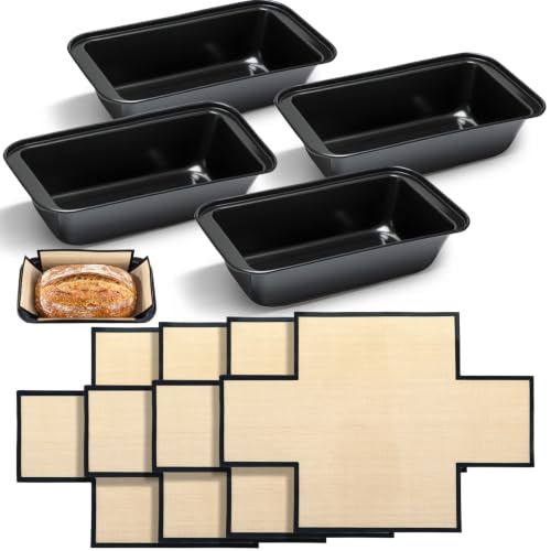 8 Pcs Loaf Pan with Liners Set 8 x 4 Inch Non-stick Bread Pan - color: Black, size: 8 x 4 Inch