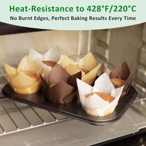 Caperci 150pcs Brown Tulip Muffin Cupcake Liners for Baking - color: Brown