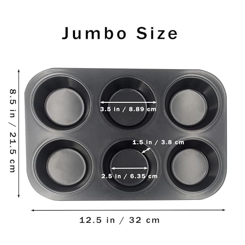 Non-Stick Black Jumbo Muffin Pans, 6-Cup Set of 2 - color: Black