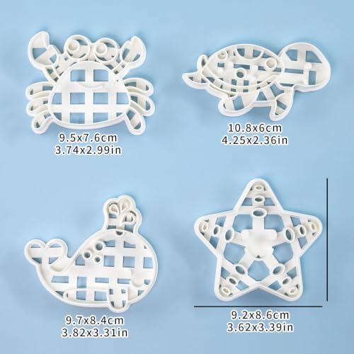 4Pcs Under the Sea Animals Cookie Cutters for Fondant and Cookies - color: Ocean