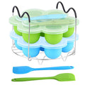 7PCS Silicone Egg Bites Mold Set with Steamer Rack for 6qt 8qt Instant Pot - color: Green+Blue 7 PCS