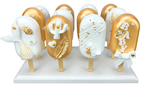 NANGOPOP Wood Cakesicle Stand Display - 12 Count Popsicle Sticks Holder for Dessert Table of Wedding Shower Birthday Parties - Sturdy and Reusable