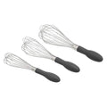 Amazon Basics Stainless Steel Wire Whisk Set for Cooking, Different Sizes, Easy to Hold Ergonomic Handle, 3 Piece, Black/Silver