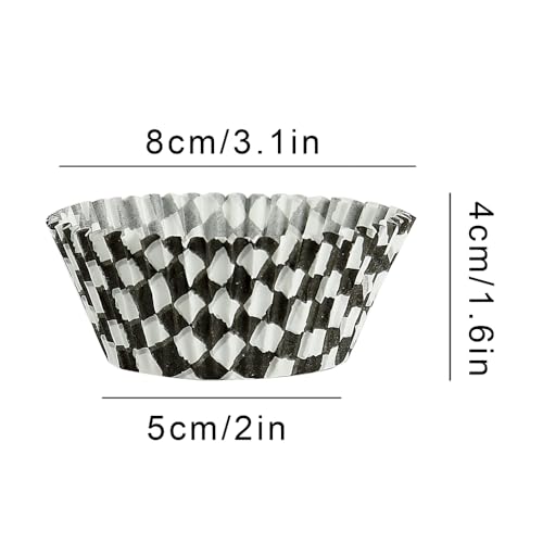 Black Checkered Cupcake Liners,100Pcs Baking Cups for Party Decorations