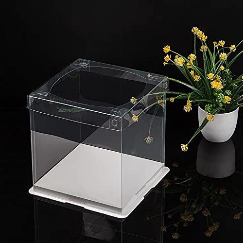 XININSUN 6Pcs clear cake boxes with Ribbon, 6inch cake boxes for Christmas Bakery Treat,Holiday Pastries,Gift Giving-White - color: white-7x7x8inch-6Pcs