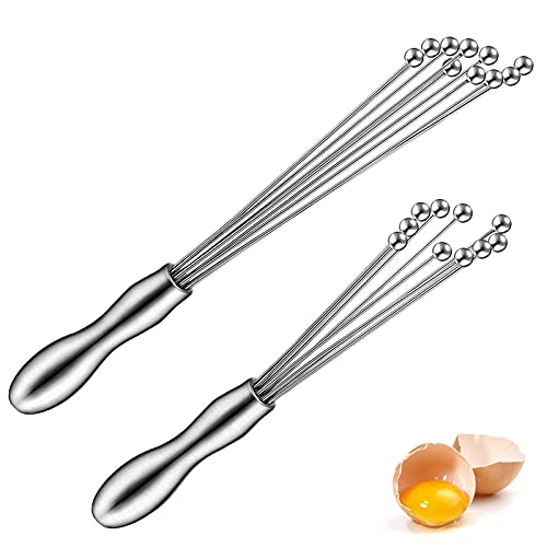 2 Pack Ball Whisk Stainless Steel, 10" and 12", Excellent for Eggs
