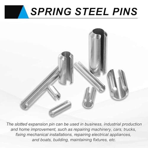 MECCANIXITY 6Pcs Slotted Split Roll Pins 2/5 Inch(10mm) Dia. 2 Inch(50mm) Length Steel Spring Tension Expansion Dowels for Secure Fastening, Silver - size: 2/5 Inch(10mm) Dia. 2 Inch(50mm) Length