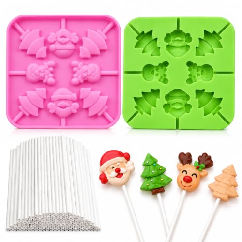 Christmas Molds Silicone, 60 Cavity Christmas Candy Molds (2Pcs) - color: 2pcs Xmas lollipop