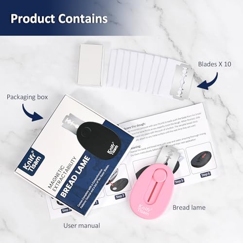 Bread Knife Extractable & Magnetic Bread Lame Dough Scoring Tool, Professional Sourdough Scoring Tool for Sourdough Bread Baking & Bread Making Tools 10 Razor Blades- Pink - color: Pink