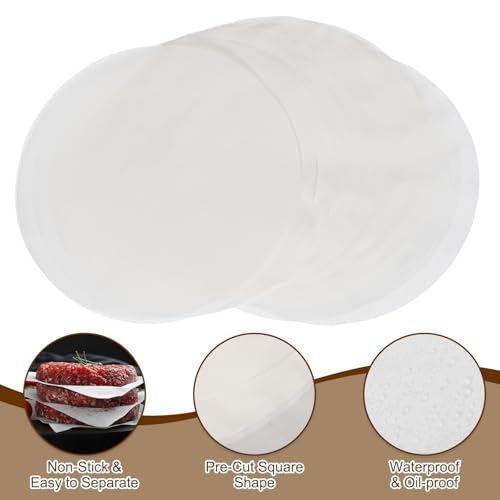 uxcell 250 Pcs Unbleached Parchment Paper Baking Sheets Rounds, 6 Inch Hamburger Patty Paper, Non Stick Parchment Pulp Paper for Baking Grilling or Meat Storage, White - size: 6 Inch