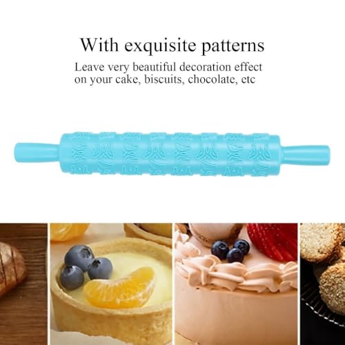 Limen Embossed Fondant Rolling Pin,PP Plastic Pattern Roller with Dual Handles for Cookies,Pastry,Cake Decor,14.37 x 1.97 in(Butterfly Pattern) - size: Butterfly Pattern