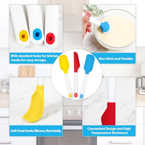 Webake Mini Silicone Spatula Set, Non-Stick Small Spatulas with Sturdy Handle, Nice for Small Jars and Cans, Mixing, Cooking and Baking, Heat Resistant and Dishwasher Safe, Great for Kitchen Use - size: Mini