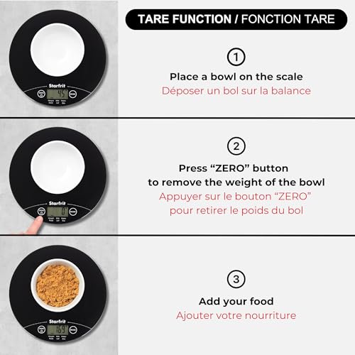 Starfrit Digital Kitchen Scale, Glass Platform, 11 lb/5 kg Capacity, Black