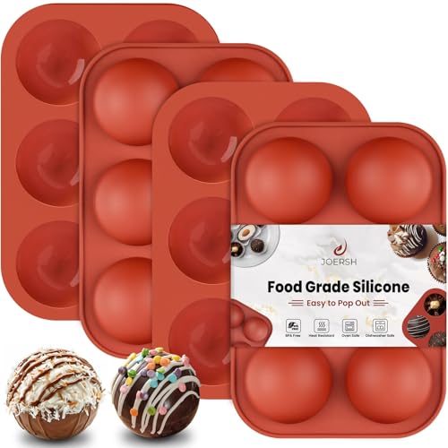 JOERSH Semi Sphere Silicone Hot Chocolate Bomb Molds, 4Pcs, 6-Cavity - color: 6 Medium (4 Pack)