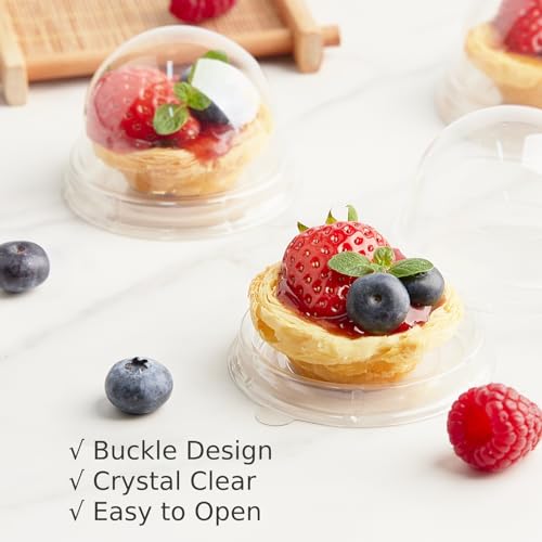 Zezzxu 50 Pack Mini Cake Containers with Lids, Clear Domes - color: Clear, style: 50 Pack
