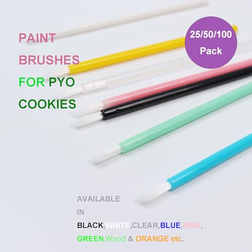 PYO Cookie Paint Brush Disposable Lip Brushes Mini Paint Brush Cookies Disposable Nail Polish Brush Paint Your Own Cookie Food Safe Paint Brushes Mini Paint Brushes Cookies (50, Rose Red) - color: Rose Red