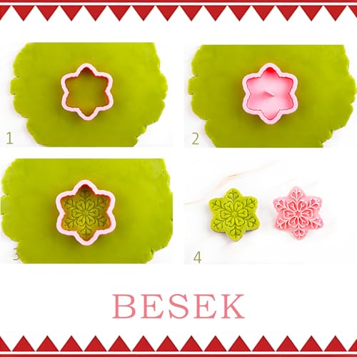 BESEK Christmas Cookie Cutters: 9 pcs Winter Snowflake Cookie Cutters Shapes for Baking Embossing Cutters for Christmas Biscuit Baking - color: Snowflake
