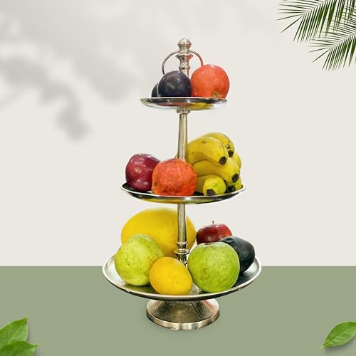 Rely+ Dessert Cupcake Stand 3-Tiered Serving Tray 20" Tall 3 Tier Fruits and Cup Cake Stand for Tea Party Birthday Holiday Gatherings Weddings Baby Showers Silver Finish Sturdy Design