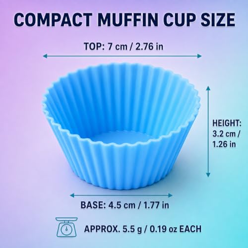 Reusable Silicone Baking Cups, 12 Pack Non-Stick Muffin Liners