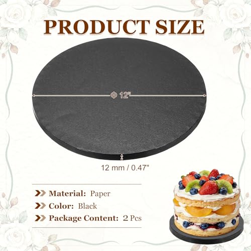 uxcell Cake Boards, 12 Inch Round Cake Drums, Black, 2 Pcs - color: Black, size: 12 Inch