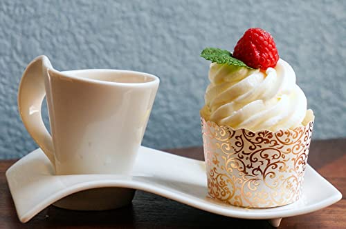 50-Pack Paper Baking Cups, Greaseproof Disposable Cupcake Muffin Liners (Large, Rose Gold Scroll) - color: Rose Gold Scroll