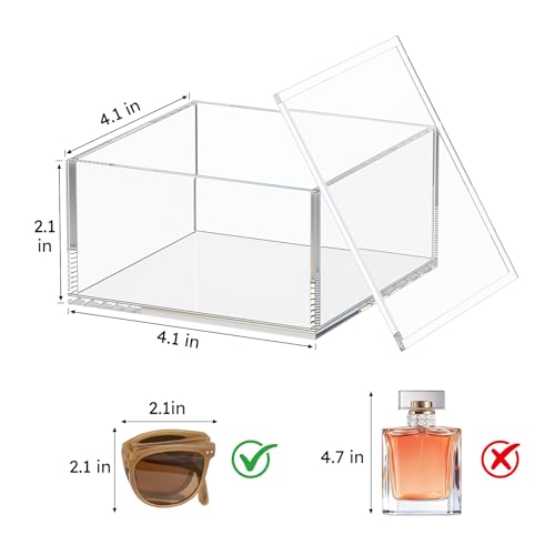 AITEE Acrylic Box with Lid, Square Storage Case with Multi-Purpose (Medium) - size: Medium