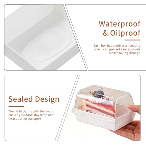 50 Pcs Small Charcuterie Boxes with Clear Lids - To Go Paper Rectangle Charcuterie Box, 5-in Disposable Food Containers,Dessert Boxes for Cookie, Cake Slice Strawberries (White) - color: White
