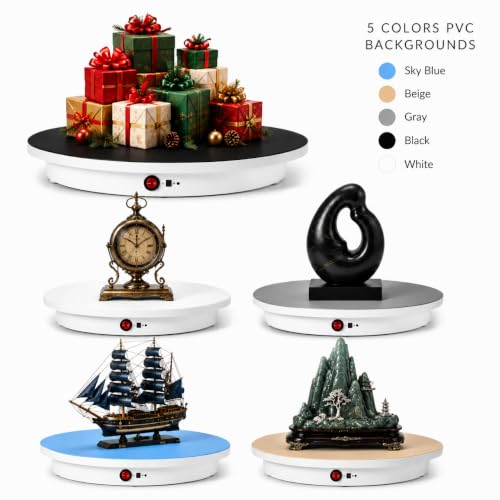 JAYEGT Electric Rotating Display Stand, 350-500 lbs Heavy Load , 360-Degree Motorized Rotating Turntable for Display, Live Streaming, Remote Control + 5 Colors Background (White/24 Inch/Dual Motors) - color: White, size: 24Inch