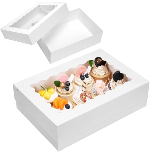 Moretoes 20pcs 14x10x4in Rectangular Quarter Sheet Cake Boxes with Window - size: 14*10*4In