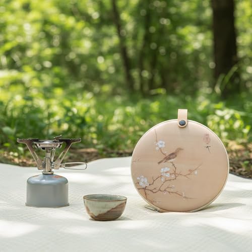 LUOZZY Pu'er Tea Cake Storage Bag Round Tea Cake Packing Bag with Plum Blossom Pattern Teacakes Organizer with Portable Loop for Home Office Decoration