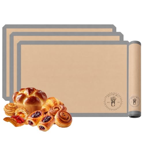 Silicone Baking Mats - 3/4 Size Cookie Sheets for Baking, Pack of 3, Gray - color: Gray, size: 3/4 Baking Mat Pack of 3