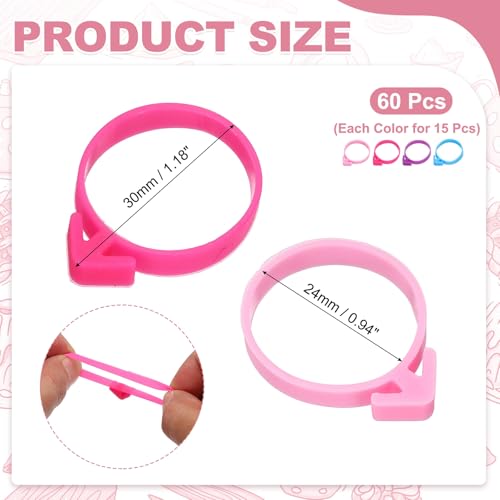 uxcell 60Pcs Pastry Bag Ties Silicone Reusable Blue/Purple/Pink/Rose Red - color: Multicolor