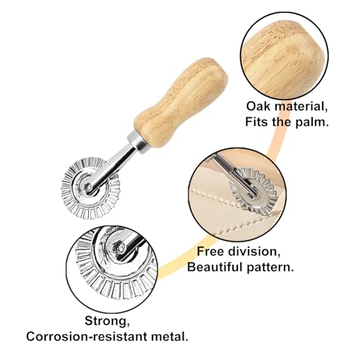 CUIWEI Pastry Wheel Cutter, Pastry and Pasta Cutter Wheel, Dough Ravioli Crimper Pizza Cutter Wheel Dumplings Lasagna Pierogi Cutter Wheel for Home Kitchen 1.3" 1 PC
