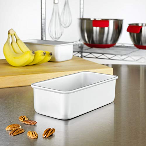 Fat Daddio's Anodized Aluminum Bread Pan, 7.75 x 3.75 x 2.5 Inch, Set of 2, Silver (Pack of 4) - size: 7.75 x 3.75 x 2.5 Inch, Set of 2 (Pack of 4)