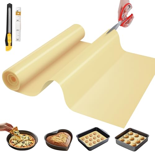GTJ Silicone Baking Mat Roll, Reusable Baking Sheet Liners, 16 in x 10 ft - color: Beige, size: 120"L x 16"W