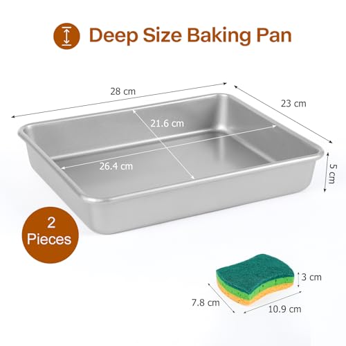 9x11 Baking Pan, Toaster Oven Rectangle Cake Pan Heavy Duty, Silver - color: Silver