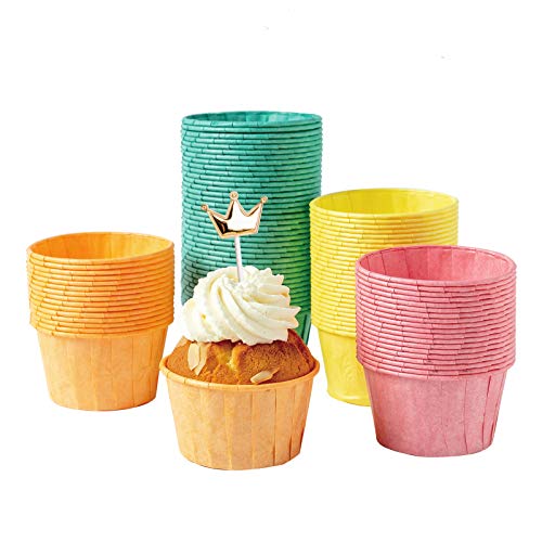 Katbite 160PCS Cupcake Liners Baking Cup Liner, Baking Liners Holders green, orange, yellow and red - color: Green-yellow-orange-rose
