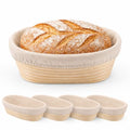 4 Pack 10 Inch Oval Banneton Bread Proofing Basket, Rattan Sourdough Bread Baskets with Liners for Home Baking - size: 10"Oval Basket-4 PCS