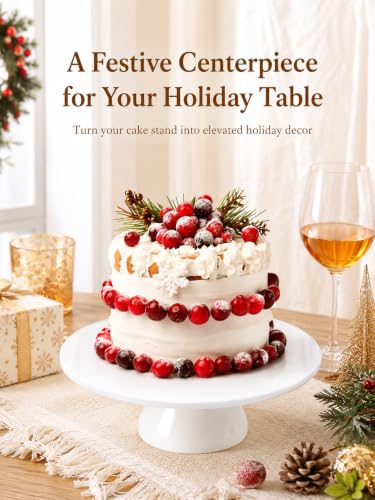 Porcelain Cake Stand, 12 Inch Round Cake Stand Display, White - size: 12 Inch
