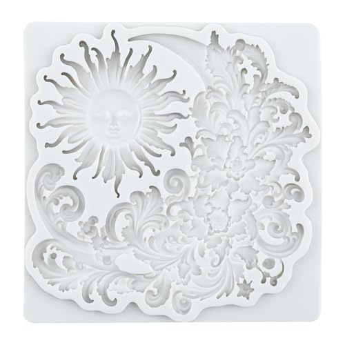 Sun Face Silicone Mold Baroque Curlicues Scroll Lace Fondant Mold - color: Style H