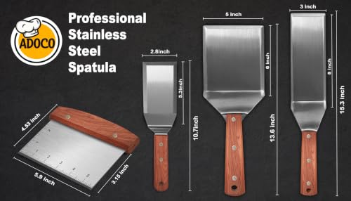 4 Piece Thicker Stainless Steel Full Tang Griddle Spatula Grill Tools