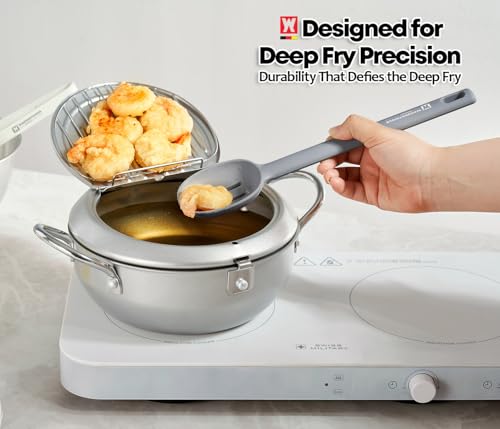 Wagensteiger Dark Gray Versatile Slotted Spoon: Muti-Purpose Cooking Skimmer with Heat Resistant, Non-stick Cookware Safe, Skimmer for Deep Frying Cooking, BPA Free (11.02inch x 2.56inch) - size: 11.02inch x 2.56inch