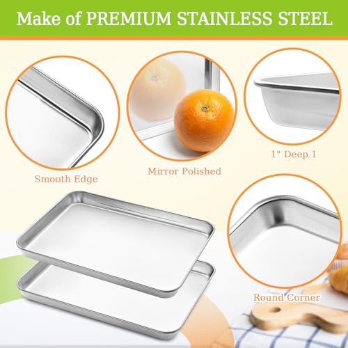 Half Sheet Pan of 2, CEKEE Stainless Steel Baking Sheet Pan Tray Cookie Sheet, Size 18 x 13 x 1 inch, Healthy & Non Toxic, Rust Free & Mirror Finish, Easy Clean & Dishwasher Safe - size: 18 INCH