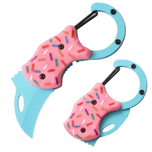 Donut Knife, Cute Folding Keychain Box Cutter with Carabiner Clip