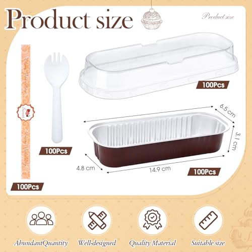 Tioncy 100 Pcs Mini Loaf Pans with Lids Spoons, Classic - style: Classic